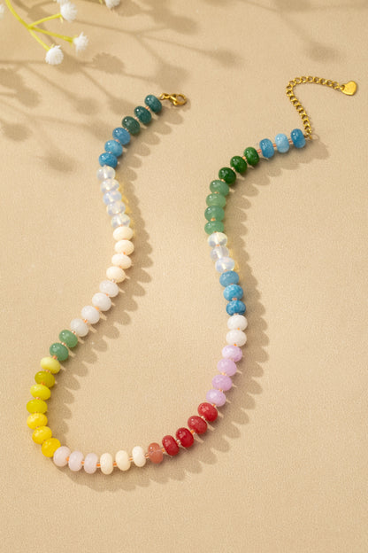Natural Agate Beaded Necklace 16" plus 3" extender