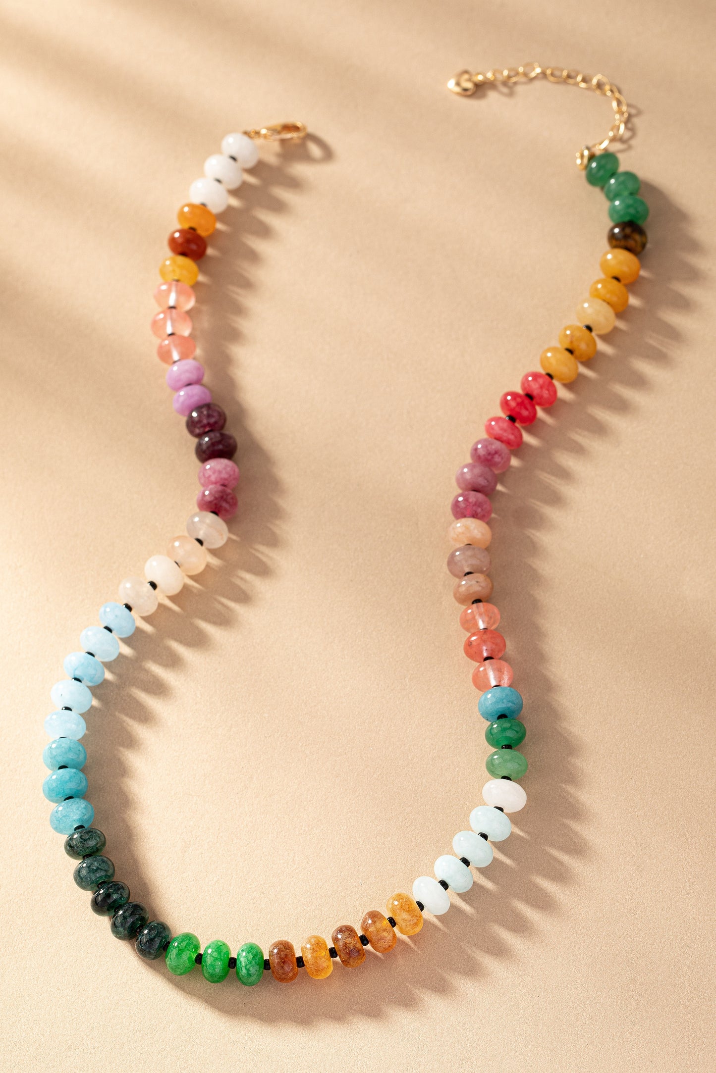 Natural Agate Beaded Necklace 16" plus 3" extender
