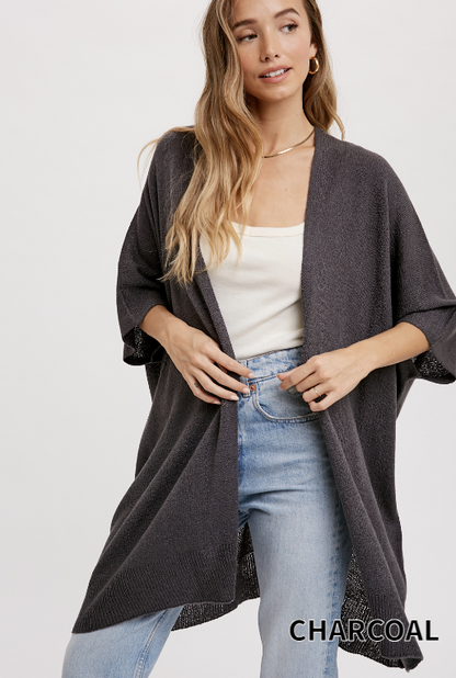 Charcoal Open Front Cardigan