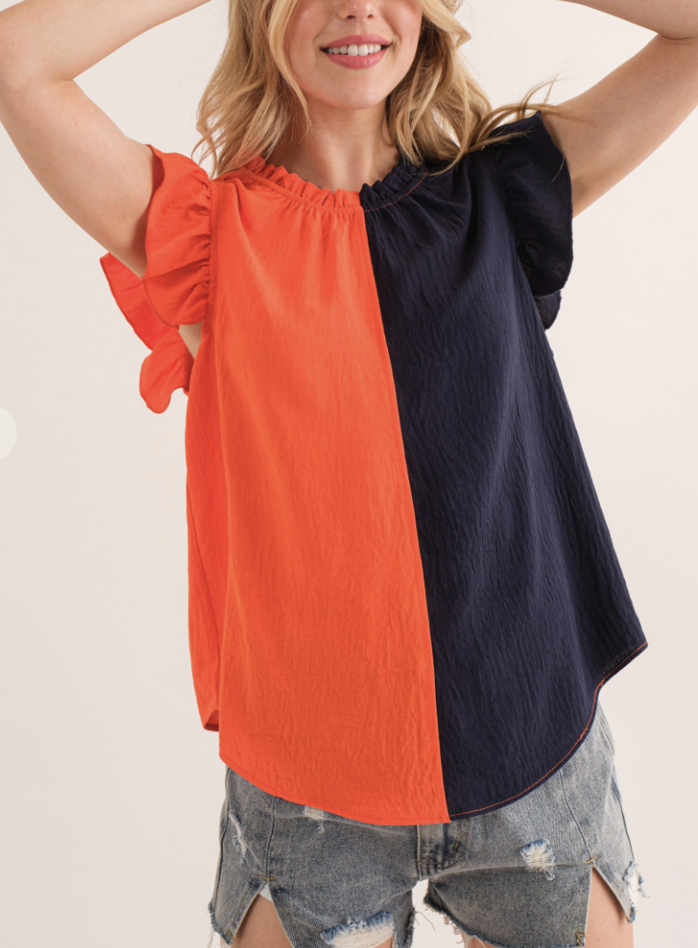 Gameday Short Sleeve Ruffle Blouse / 4 colors