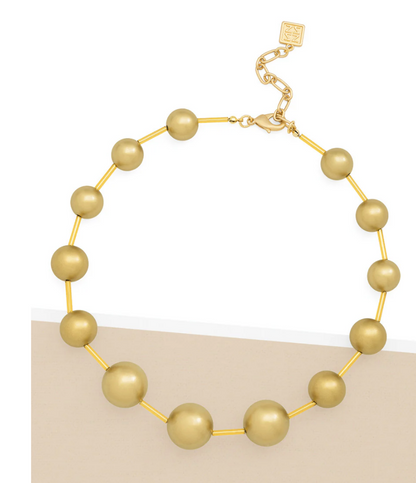 Graduated Matte Gold Bead Collar Necklace