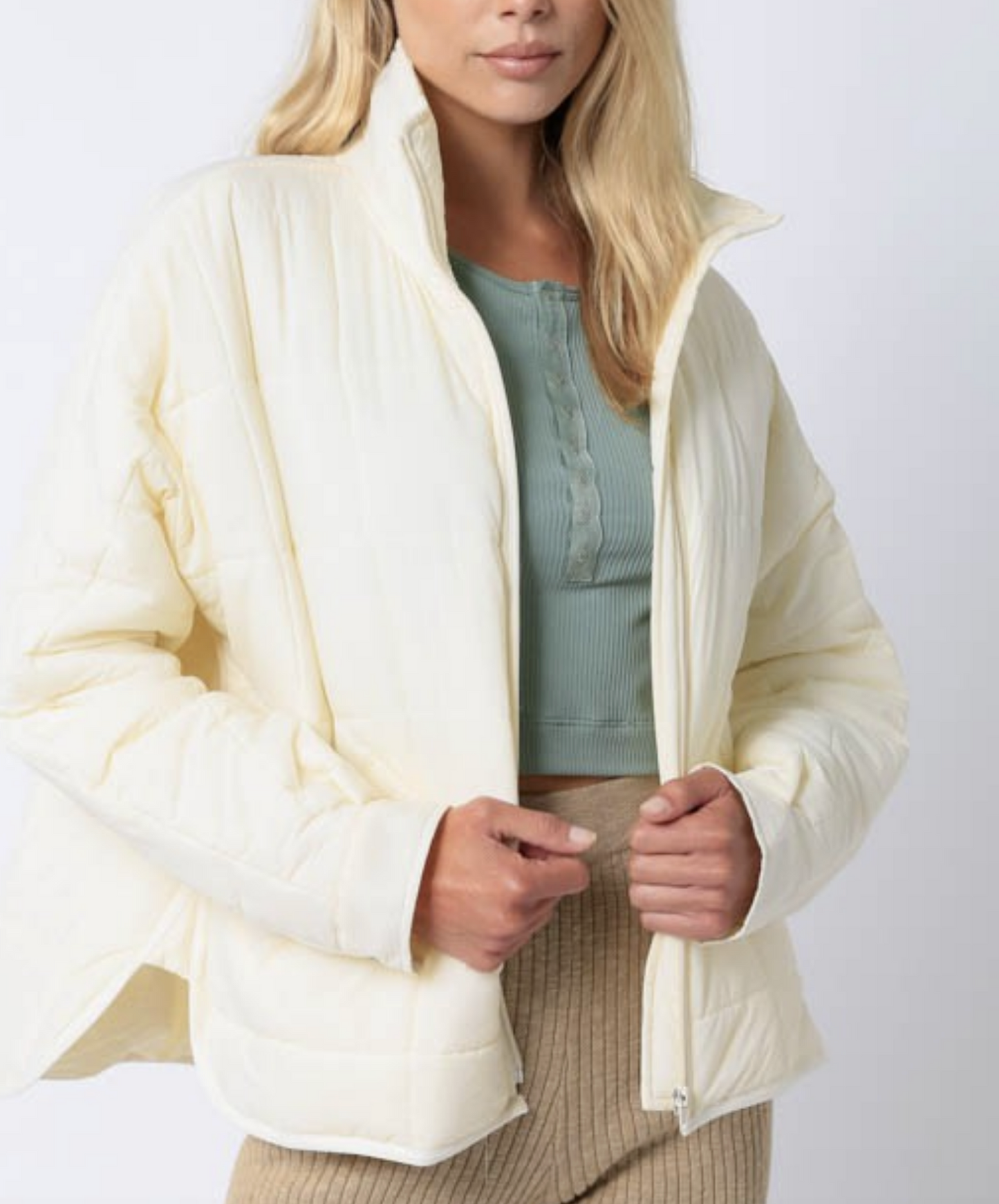 Daily Quilted Ivory Puffer Jacket