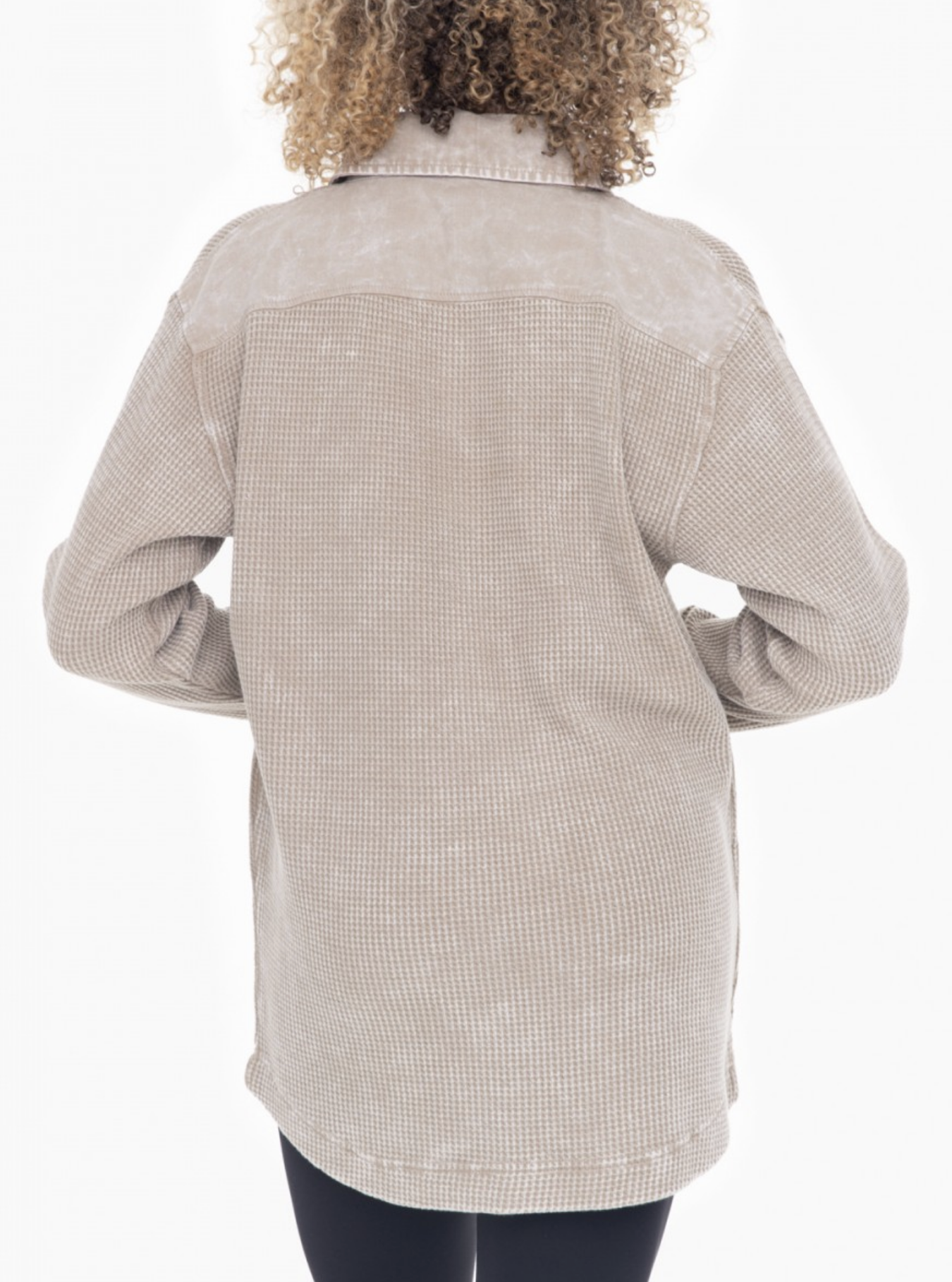 Mineral Wash Taupe Waffle Knit Tunic