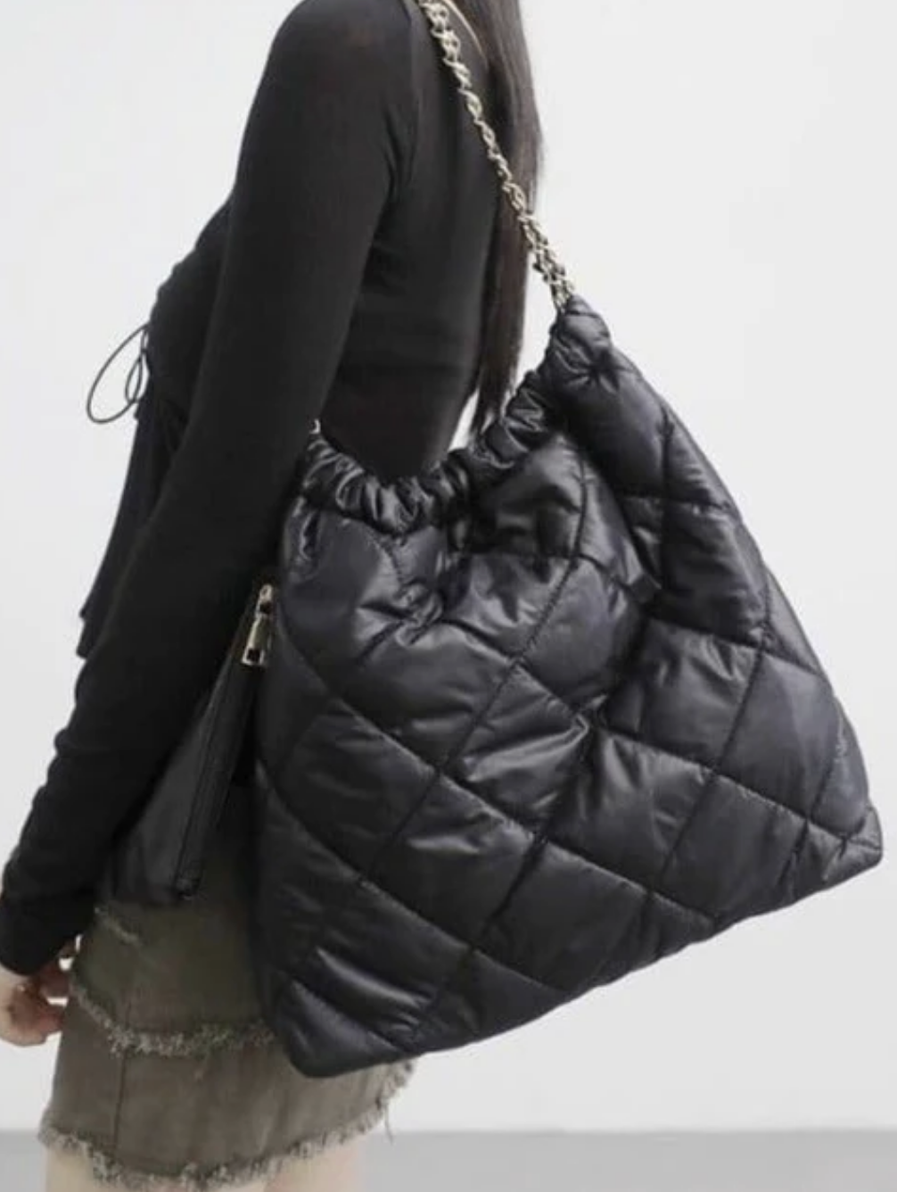 Chrissy Puffer Quilted Hobo Tote Bag / 4 colors