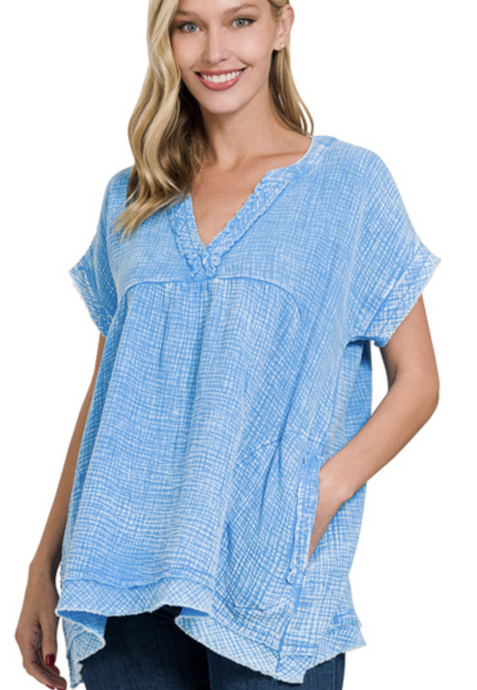 Washed Gauze Swing Top / New 5 colors