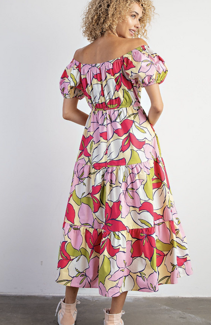 Easel Print Cotton Poplin Maxi Dress