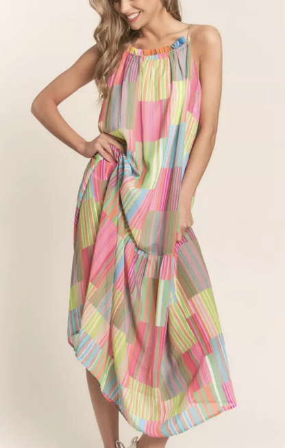 Stripe Multicolor Maxi Dress