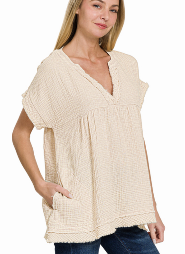 Washed Gauze Swing Top / New 5 colors