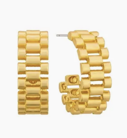 Shiny Gold Watch Chain Hoop