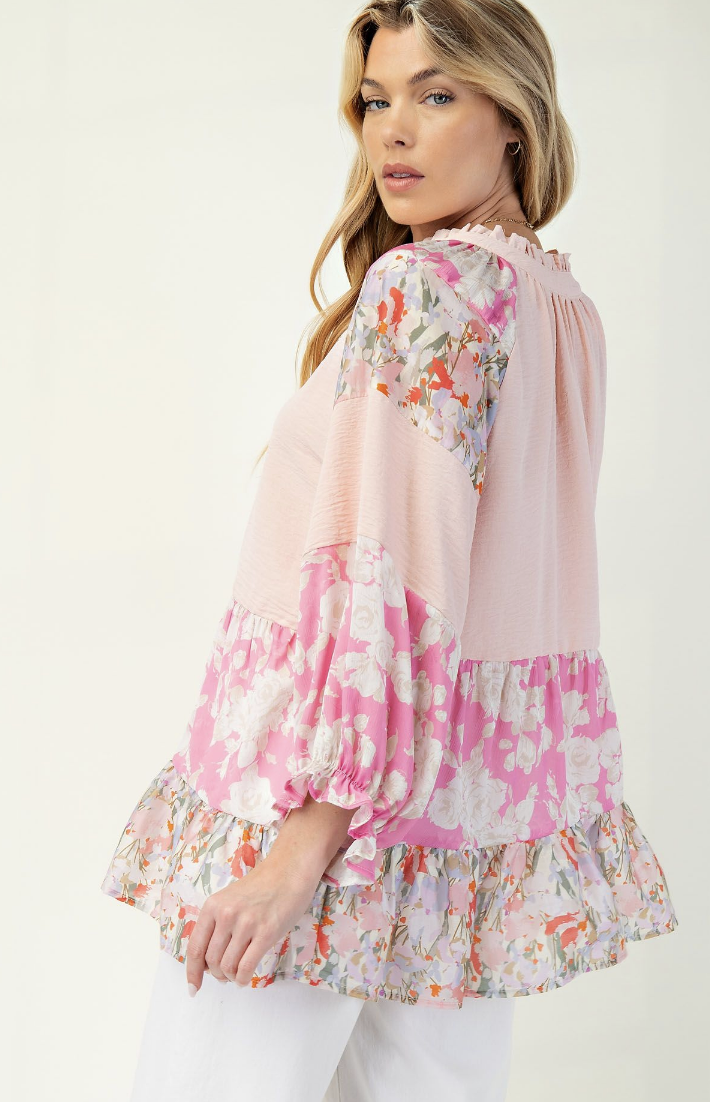 Mixed Floral Swing Tunic Top