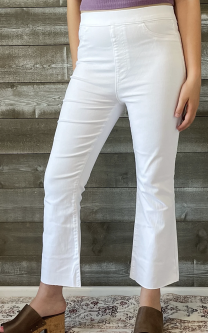 Cello white high rise pull on cropped flare (preorder Small & Med)