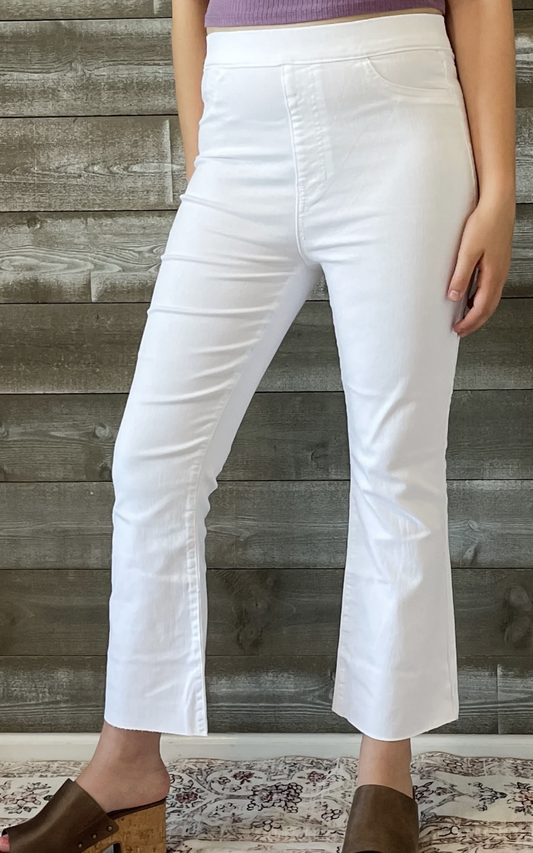 Cello white high rise pull on cropped flare (preorder Small & Med)