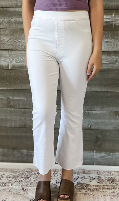 Cello white high rise pull on cropped flare (preorder Small & Med)