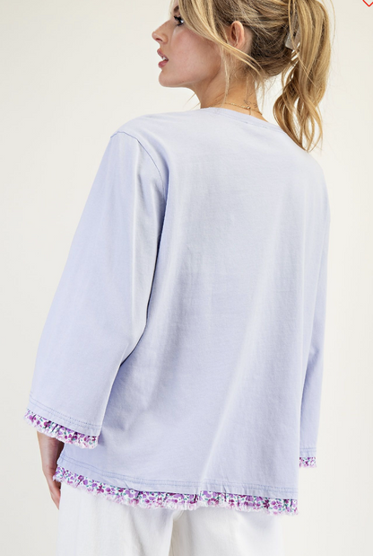 Mineral Washed PEACE graphic print top