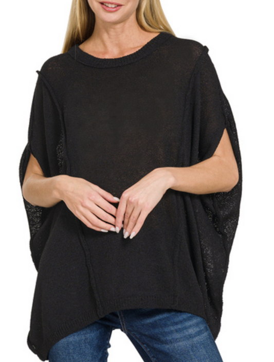 Black Drop Shoulder Short Sleeve Top