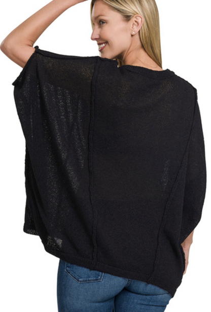 Black Drop Shoulder Short Sleeve Top