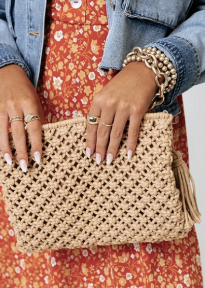 Bohemian Tassel Crochet Clutch