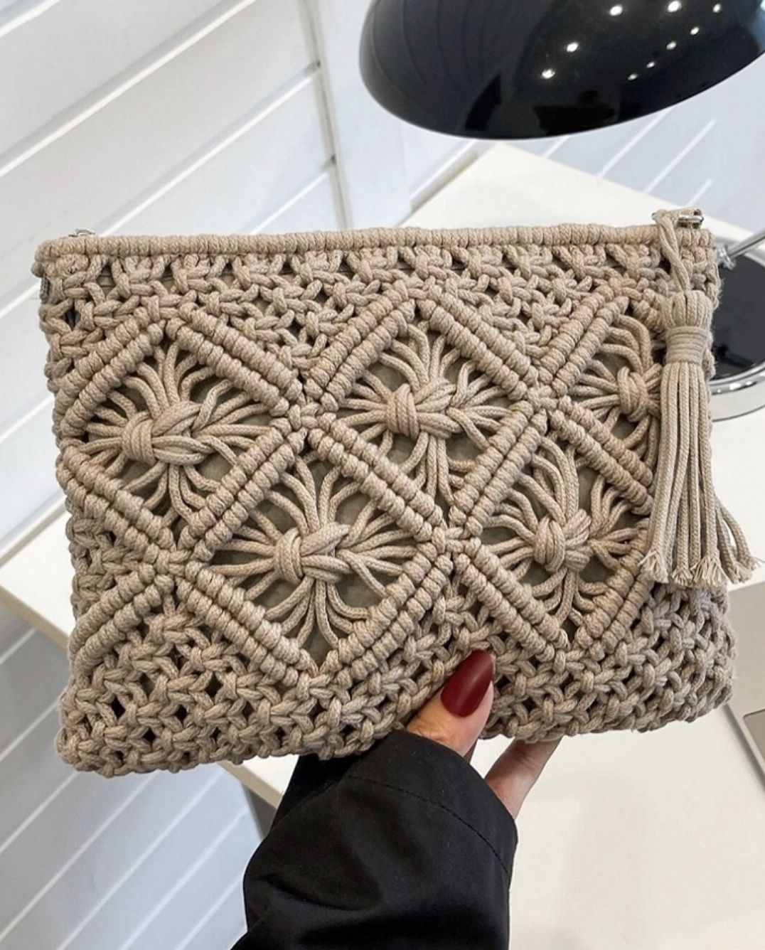 Hand Woven Bohemian Crochet Cross Body Purse / 3 colors