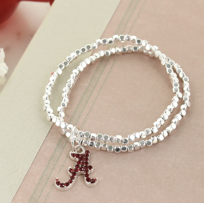 Collegiate Logo Silver Bracelet Set