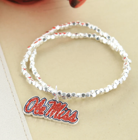 Collegiate Logo Silver Bracelet Set