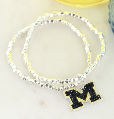 Collegiate Logo Silver Bracelet Set
