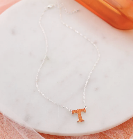 Silver Collegiate Logo Necklace