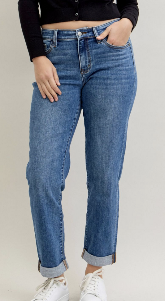 Judy Blue Mid Rise Boyfriend Classic Cuff Jean