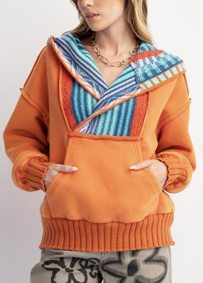 Washed Multi-Color Thread Hoodie Pullover