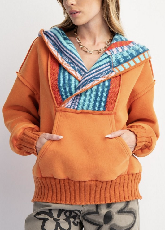 Washed Multi-Color Thread Hoodie Pullover