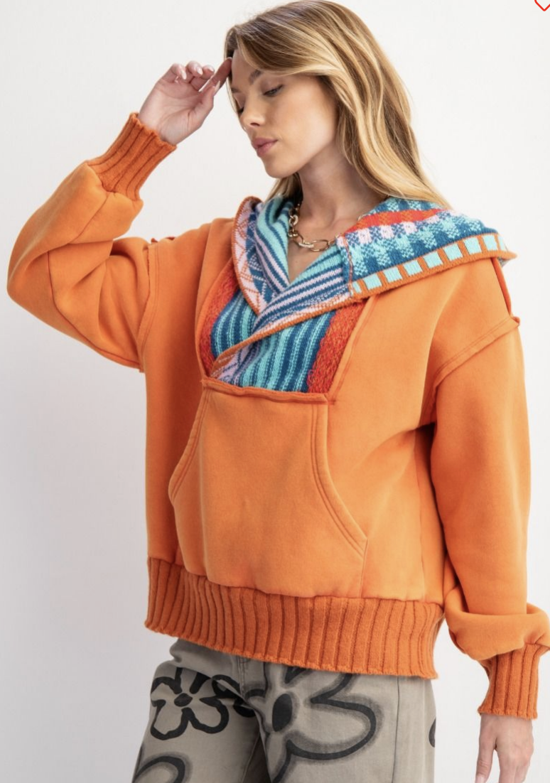 Washed Multi-Color Thread Hoodie Pullover