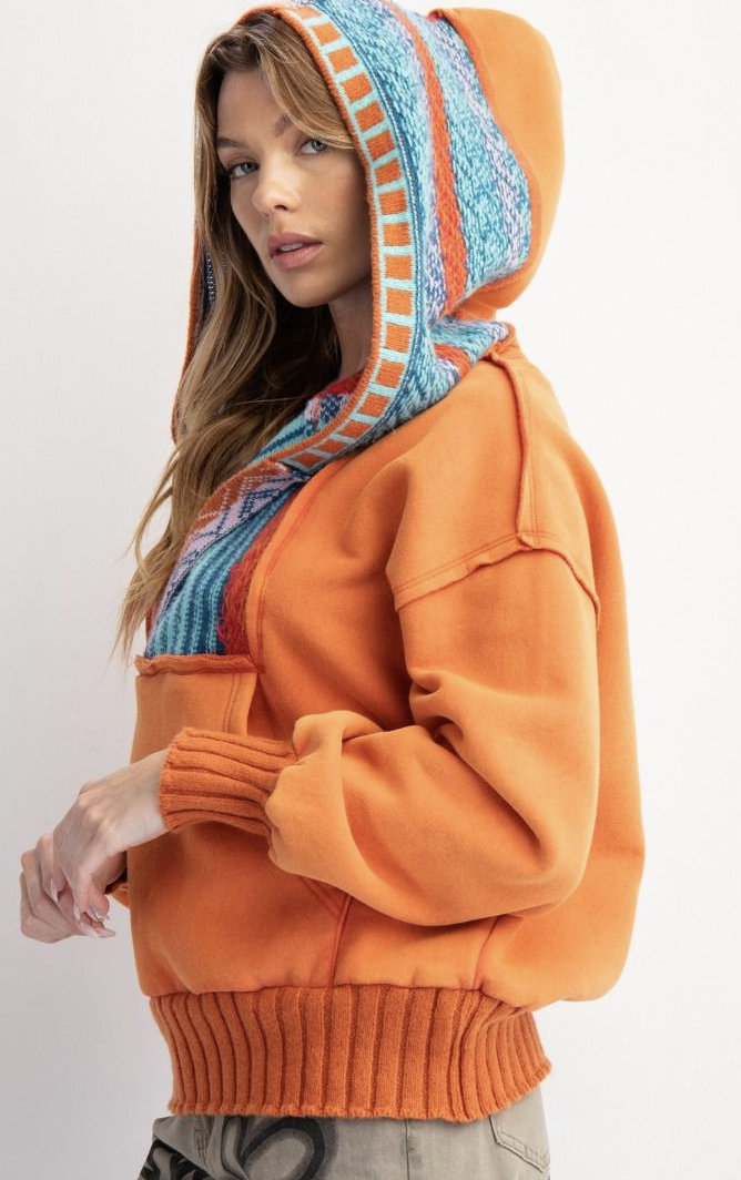 Washed Multi-Color Thread Hoodie Pullover