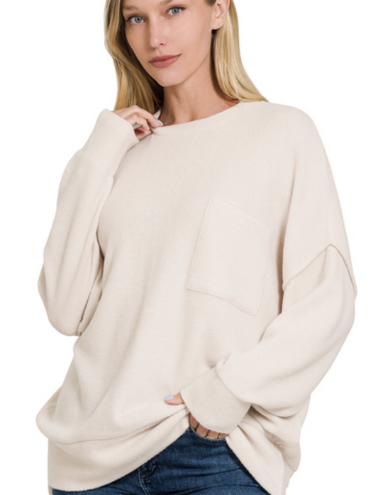 Dropped Shoulder Oversized brushed hacci