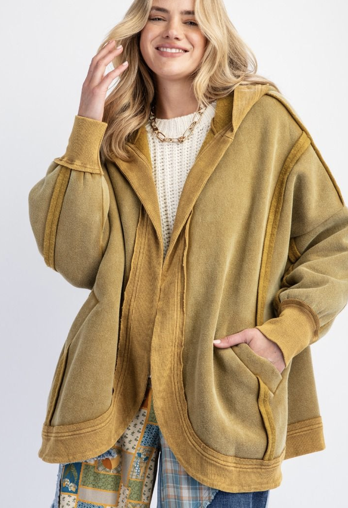 Mineral Washed Terry Knit Cardigan