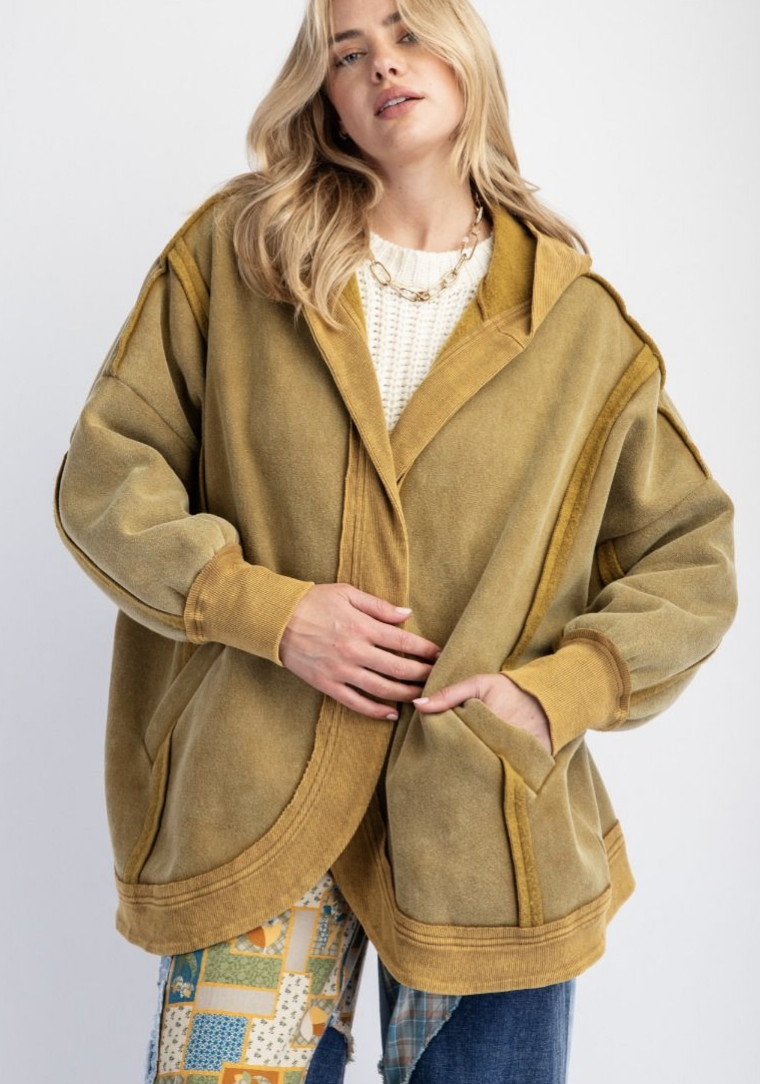 Mineral Washed Terry Knit Cardigan