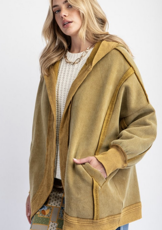 Mineral Washed Terry Knit Cardigan