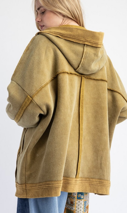 Mineral Washed Terry Knit Cardigan