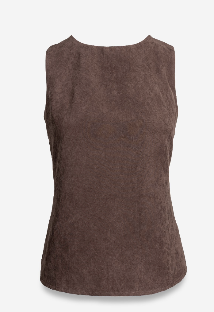 High Neck Sleeveless Chocolate Brown Top
