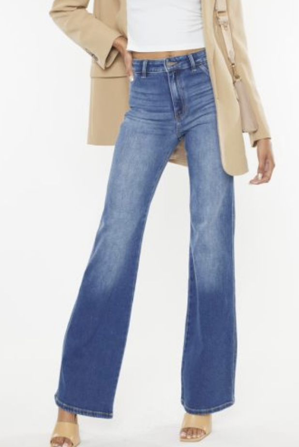 Kan Can High Rise Stretch Flare Leg Jean