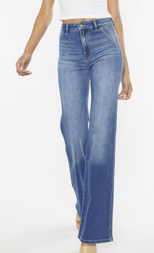 Kan Can High Rise Stretch Flare Leg Jean
