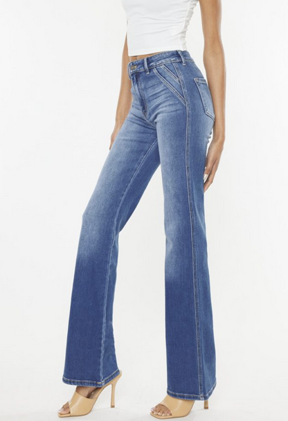 Kan Can High Rise Stretch Flare Leg Jean