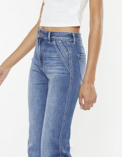 Kan Can High Rise Stretch Flare Leg Jean