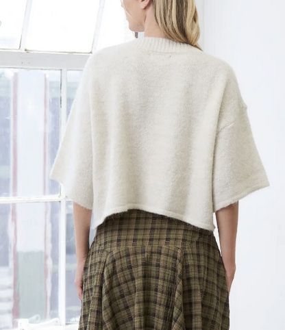 Ivory Soft Brushed Knit Button Front Cardigan