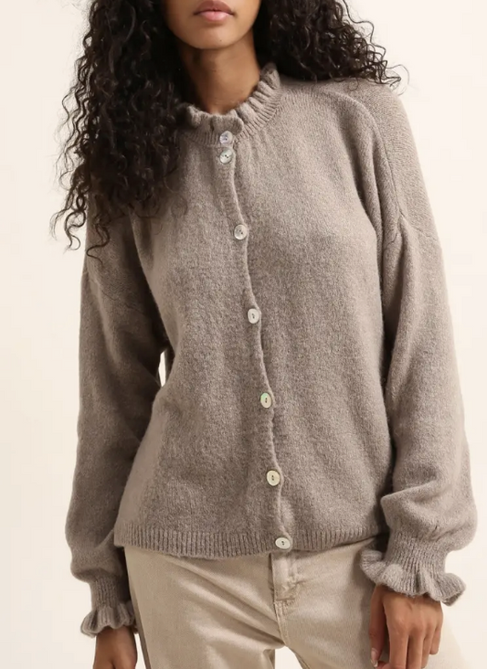 Ruffle Detail Collar Cardigan / 3 colors
