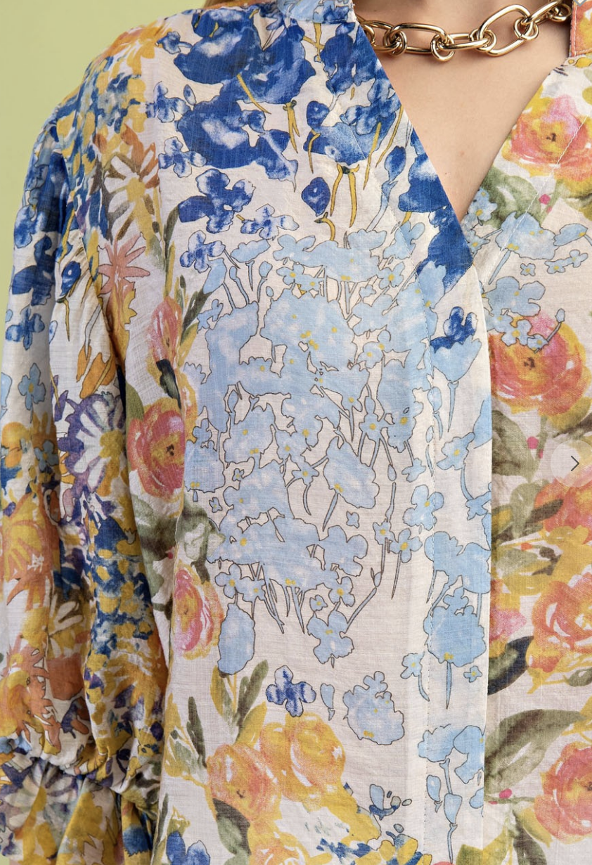 Floral Printed Button Down Blouse