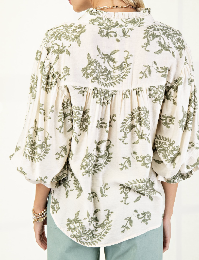 Paisley SAGE Button Front Blouse