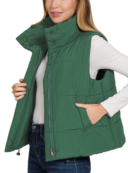 High Neck Puffer Vest - 3 colors