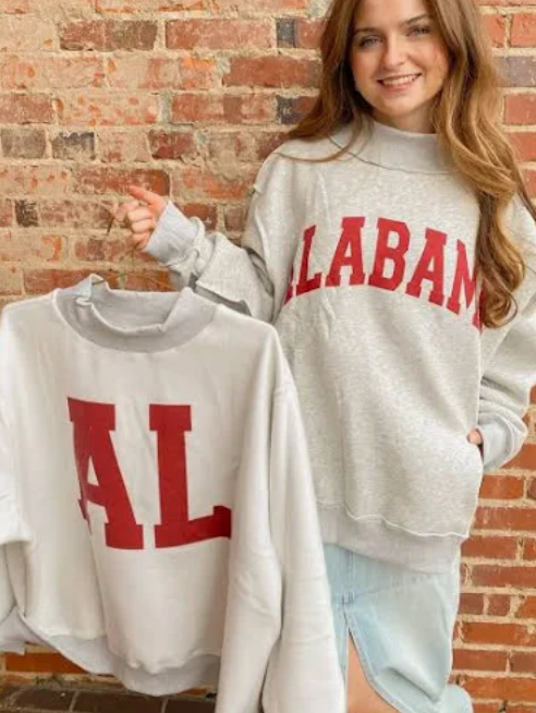 "Alabama" and "AL " Reversible Sweatshirt- PREORDER