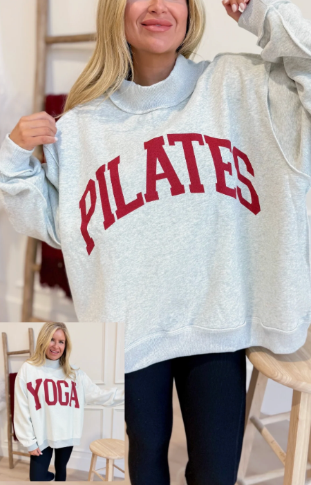 "Pilates" and "Yoga" Reversible Sweatshirt- PREORDER