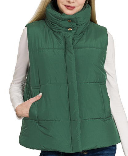 High Neck Puffer Vest - 3 colors