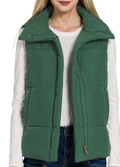 High Neck Puffer Vest - 3 colors